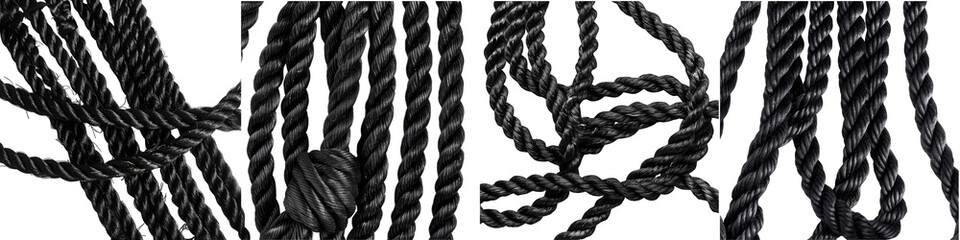black ropes  Hyperrealistic Highly Detailed Isolated On Transparent Background Png File