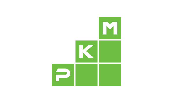 PKM initial letter financial logo design vector template. economics, growth, meter, range, profit, loan, graph, finance, benefits, economic, increase, arrow up, grade, grew up, topper, company, scale