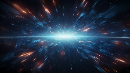 Fototapeta premium In a mesmerizing celestial spectacle, ethereal beams of light converge into a stunning sight