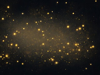 Abstract black background shining gold particles.
