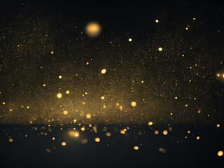 Fototapeta na wymiar Abstract black background shining gold particles.