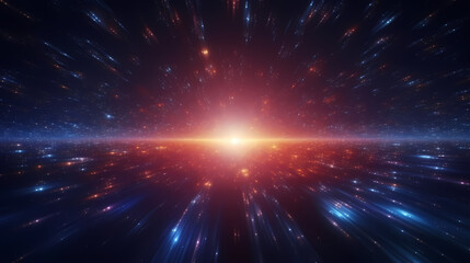 Fototapeta premium In a mesmerizing celestial spectacle, ethereal beams of light converge into a stunning sight