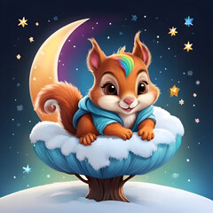 Cute squirrel cartoon illustration.