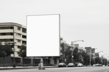 White Billboard Mockup of a Large Advertising Poster on the Street extreme closeup. Generative AI