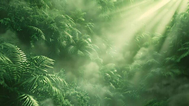 green forest with sunlight. 4k video animation