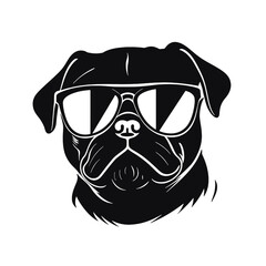 Pug dog. Head of an pug. Pets for design. Vector graphics to design.