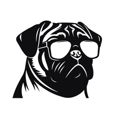 Pug dog. Head of an pug. Pets for design. Vector graphics to design.