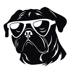 Pug dog. Head of an pug. Pets for design. Vector graphics to design.