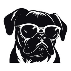 Pug dog. Head of an pug. Pets for design. Vector graphics to design.