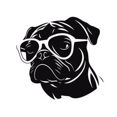 Pug dog. Head of an pug. Pets for design. Vector graphics to design.