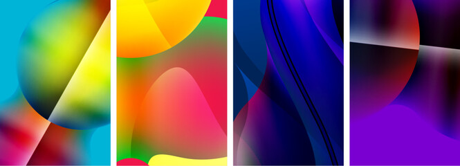 Obraz premium Liquid abstract shapes with gradient colors. Abstract backgrounds for wallpaper, business card, cover, poster, banner, brochure, header, website