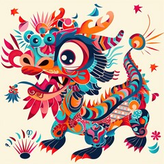 Fototapeta na wymiar cute Chinese dragonchildish