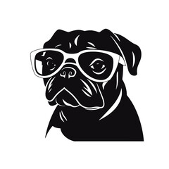 Pug dog. Head of an pug. Pets for design. Vector graphics to design.