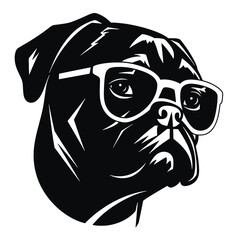 Pug dog. Head of an pug. Pets for design. Vector graphics to design.