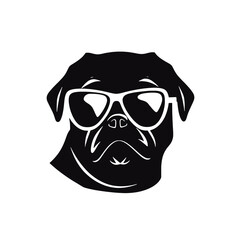 Pug dog. Head of an pug. Pets for design. Vector graphics to design.