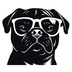 Pug dog. Head of an pug. Pets for design. Vector graphics to design.