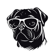 Pug dog face isolated on a white background, Vector, Illustration.