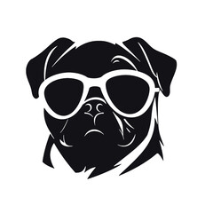 Pug dog face isolated on a white background, Vector, Illustration.