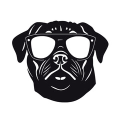 Pug dog face isolated on a white background, Vector, Illustration.