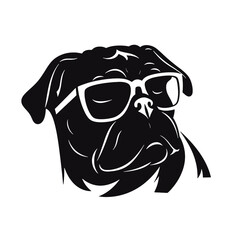Pug dog face isolated on a white background, Vector, Illustration.