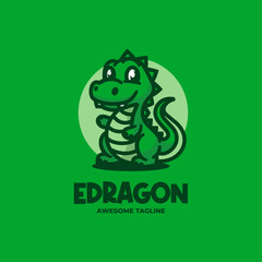 Obraz premium Vector Logo Illustration Dragon Mascot Cartoon Style.