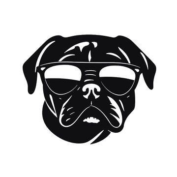 Pug dog face isolated on a white background, Vector, Illustration.