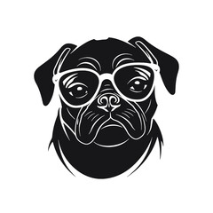 Pug dog face isolated on a white background, Vector, Illustration.