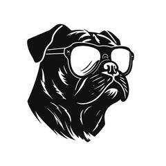 Pug dog face isolated on a white background, Vector, Illustration.