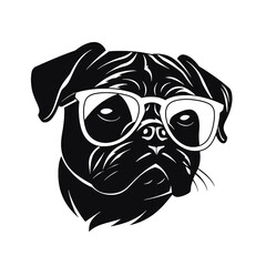 Pug dog face isolated on a white background, Vector, Illustration.