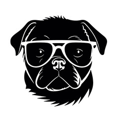 Pug dog face isolated on a white background, Vector, Illustration.