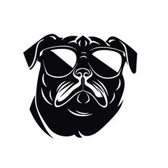 Pug dog face isolated on a white background, Vector, Illustration.