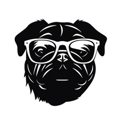 Pug dog face isolated on a white background, Vector, Illustration.