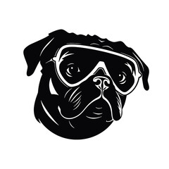 Pug dog face isolated on a white background, Vector, Illustration.