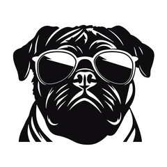 Pug dog face isolated on a white background, Vector, Illustration.