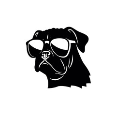 Pug dog face isolated on a white background, Vector, Illustration.