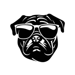 Pug dog face isolated on a white background, Vector, Illustration.