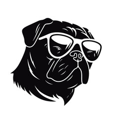 Pug dog face isolated on a white background, Vector, Illustration.