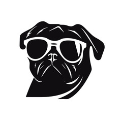 Pug dog face isolated on a white background, Vector, Illustration.