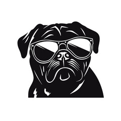 Pug dog face isolated on a white background, Vector, Illustration.