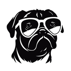 Pug dog face isolated on a white background, Vector, Illustration.