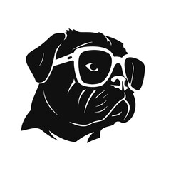 Pug dog face isolated on a white background, Vector, Illustration.