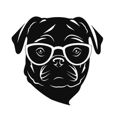 cute funny pug wearing sunglasses illustration, cool pug sketch