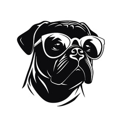  portrait of Playful Pug Illustration 