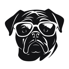  portrait of Playful Pug Illustration 