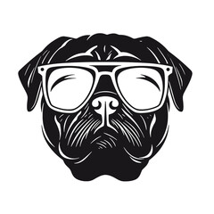  portrait of Playful Pug Illustration 