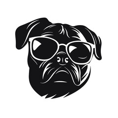  portrait of Playful Pug Illustration 