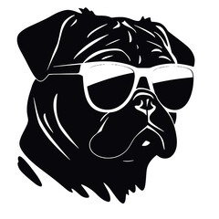  portrait of Playful Pug Illustration 