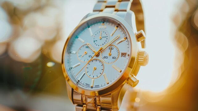 Luxurious close up of beautiful watch creating an elegant and stylish abstract background.