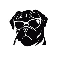  portrait of Playful Pug Illustration 