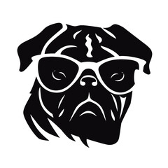  portrait of Playful Pug Illustration 